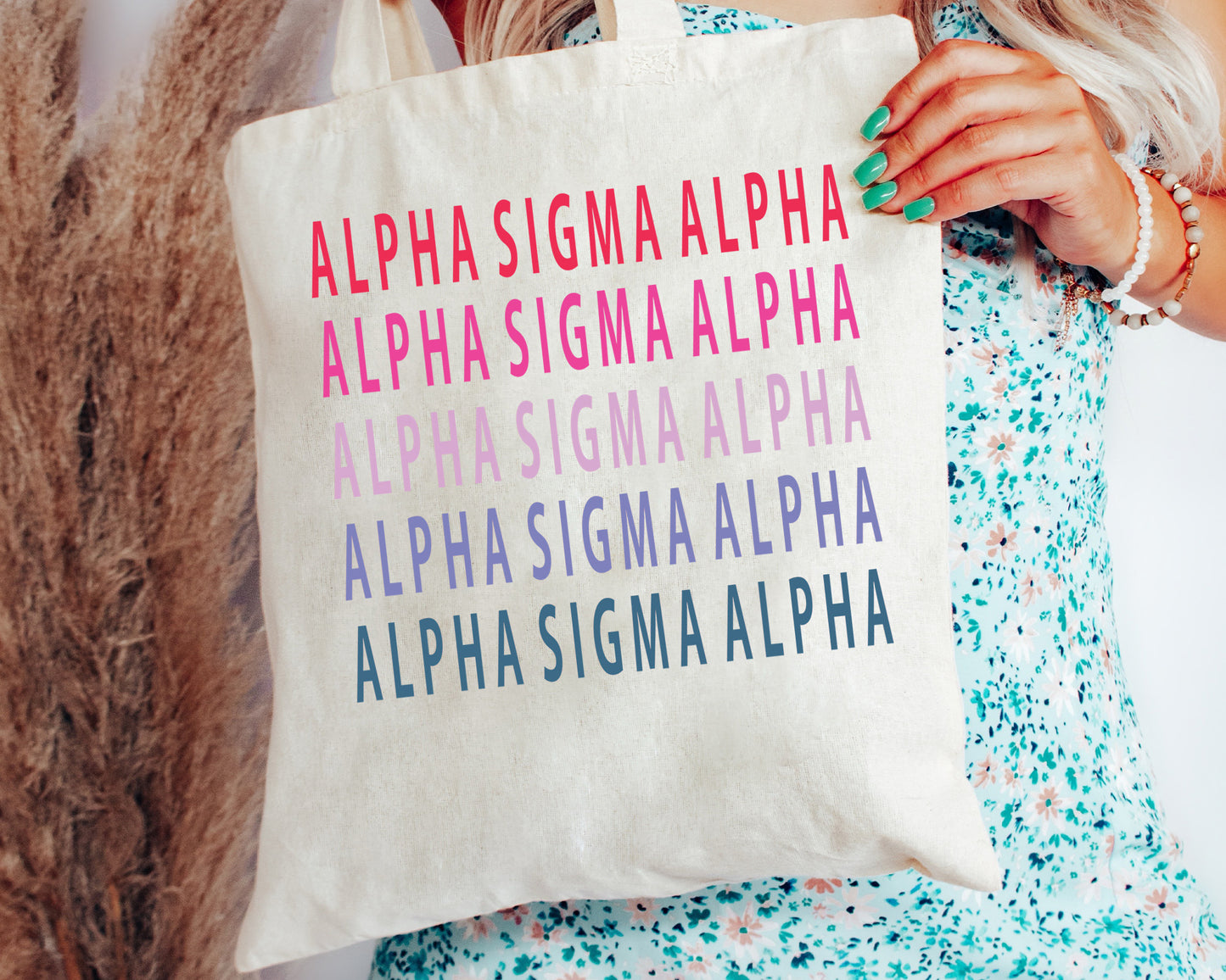 Alpha Sigma Alpha Bright and Stacked Sorority Tote Bag _ 34391g