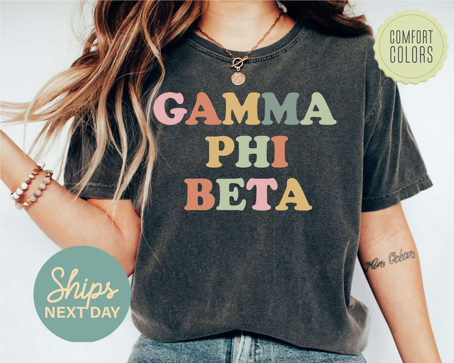 Gamma Phi Beta Bright and Proud Comfort Colors Sorority T-shirt _ 428g