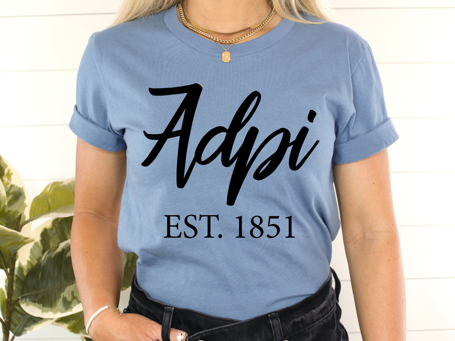 Alpha Delta Pi Black Flowy Sorority T-shirt _ 78g