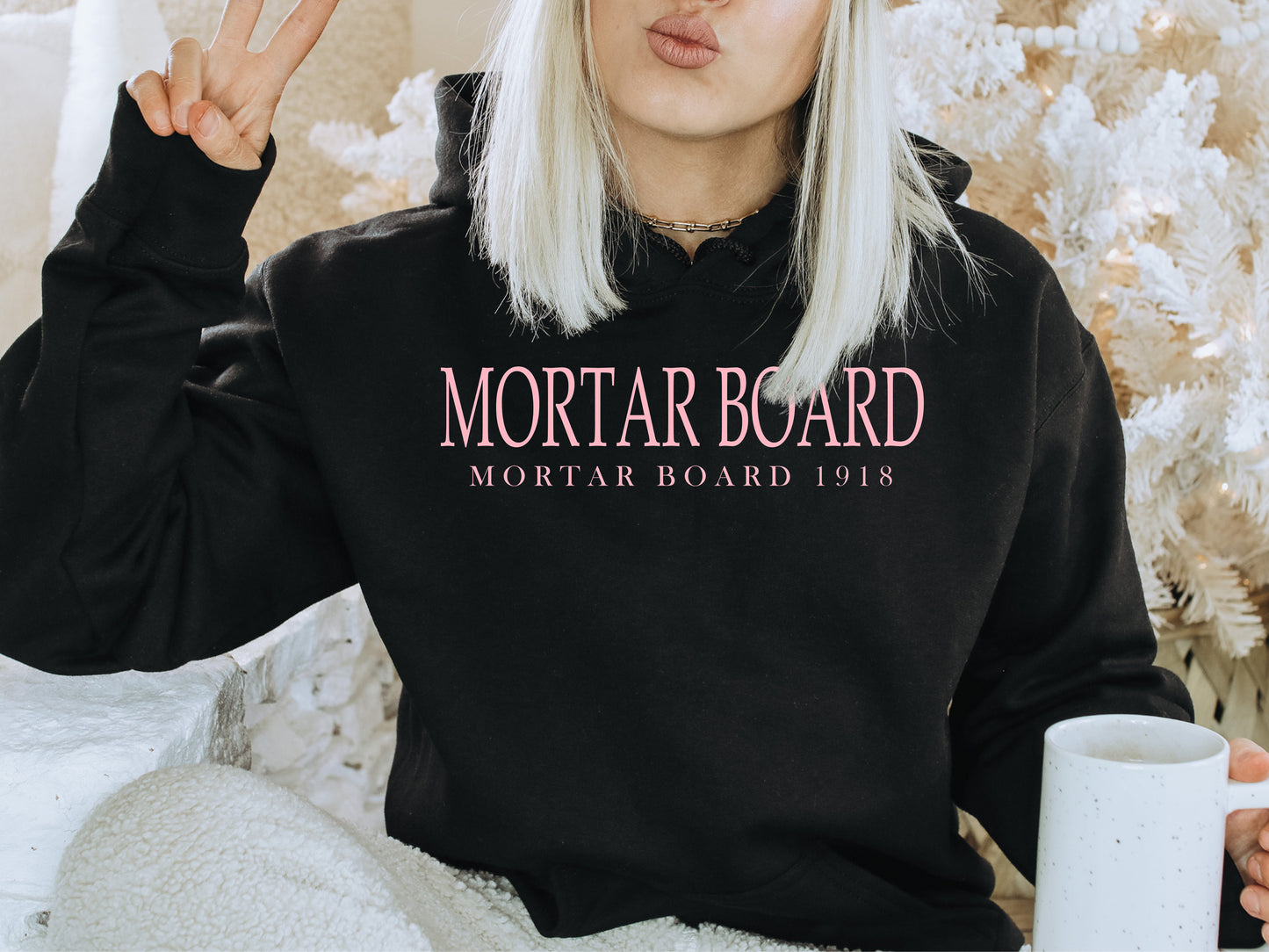 Mortar Board Pink Letter Sorority Hoodie _ 3487g