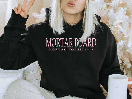 Mortar Board Pink Letter Sorority Hoodie _ 3487g