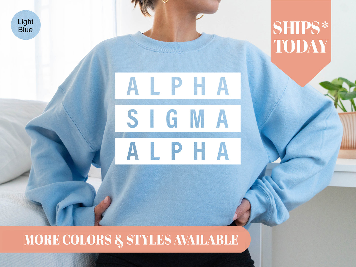 Alpha Sigma Alpha Faded White Box Sorority Sweatshirt _ 3339g