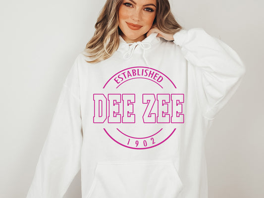 Delta Zeta Pink Stamp Sorority Hoodie _ 64g