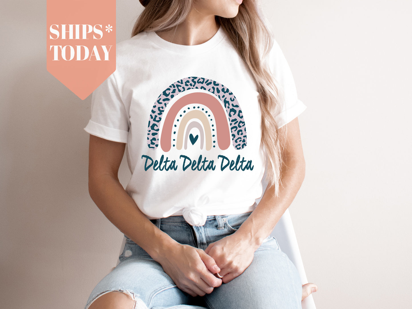 Delta Delta Delta Greek Rainbow Sorority T-shirt _ 2743g