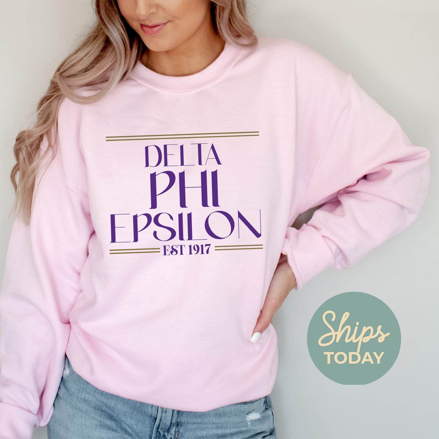 Delta Phi Epsilon Greek Harmony Sorority Sweatshirt _ 34976g