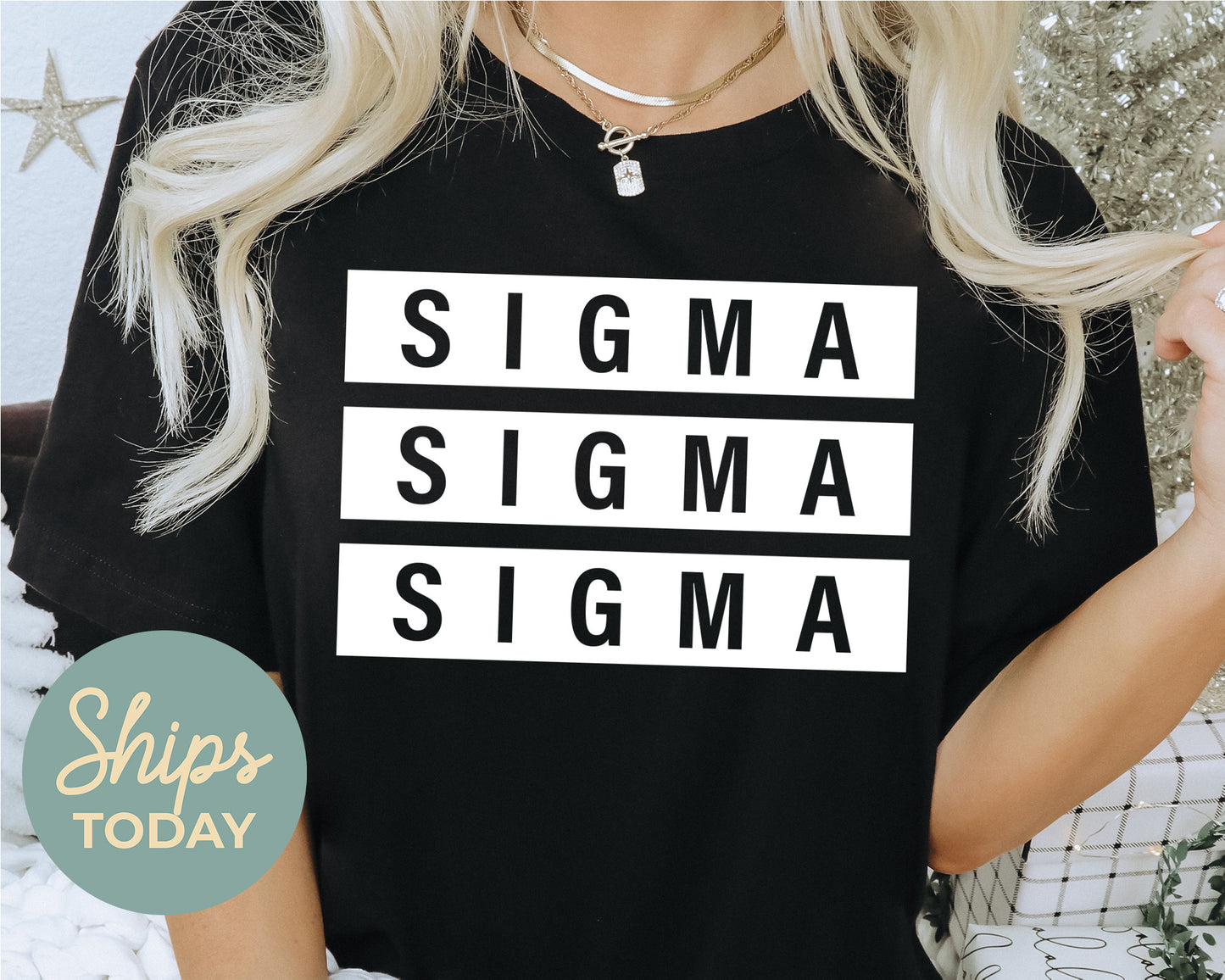 Sigma Sigma Sigma Faded White Box Sorority T-shirt _ 3356g