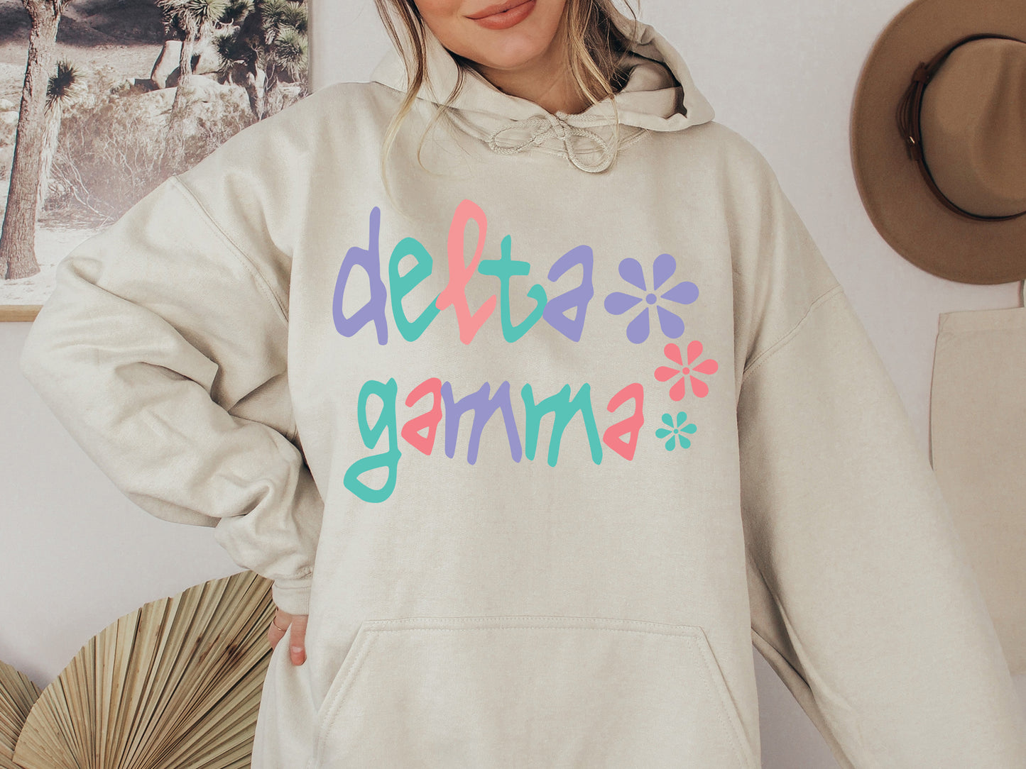 Delta Gamma Colorful Floral Sorority Hoodie _ 2614g