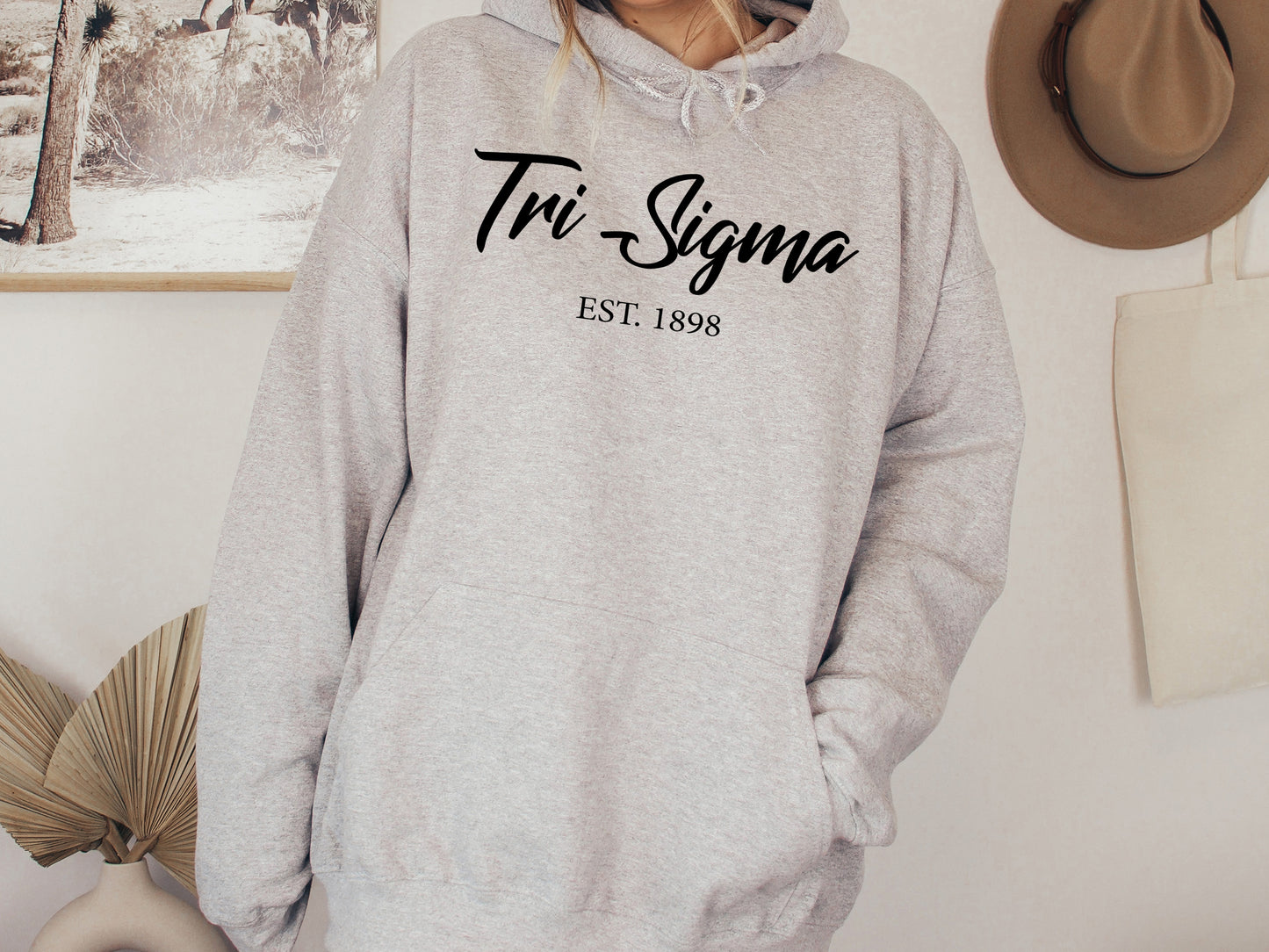 Sigma Sigma Sigma Black Flowy Sorority Hoodie _ 100g
