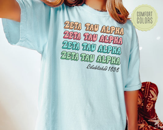 Zeta Tau Alpha Lucy Comfort Colors Sorority T-shirt _ 283g