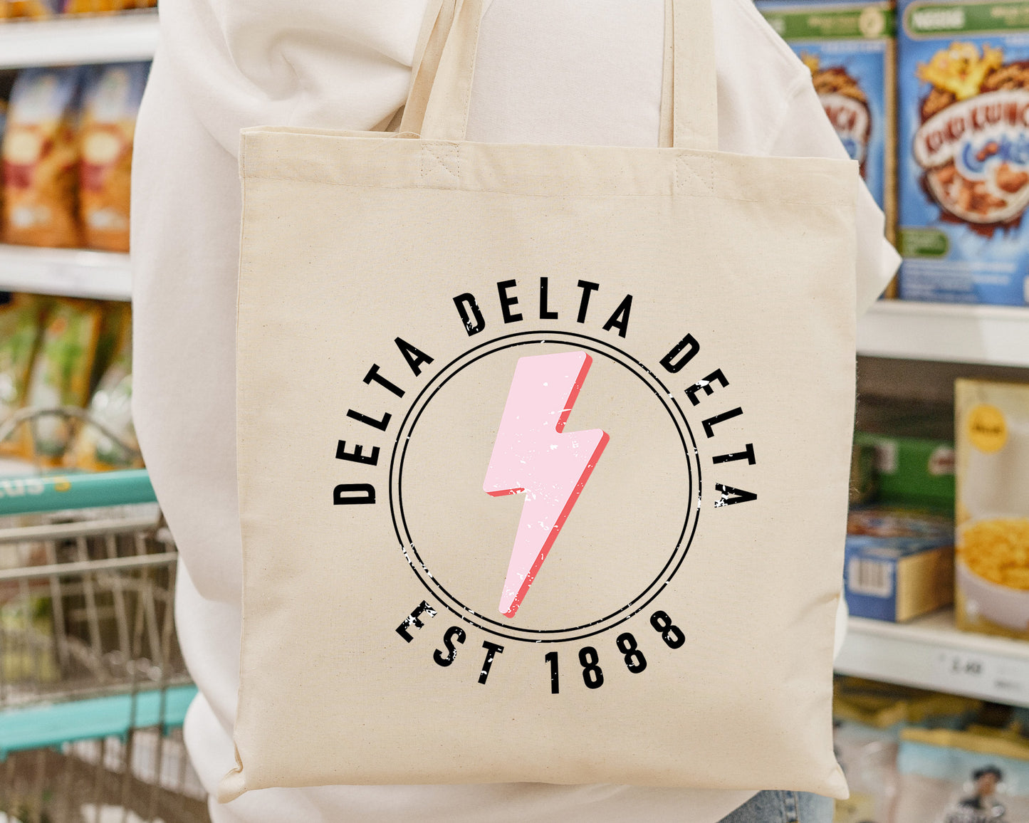 Delta Delta Delta Pinkish Strike Sorority Tote Bag _ 34370g