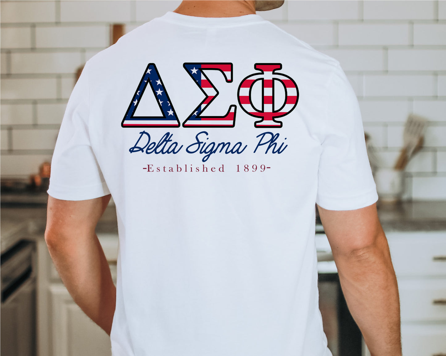 Delta Sigma Phi USA Flag Letters Fraternity T-shirt _ 33431g