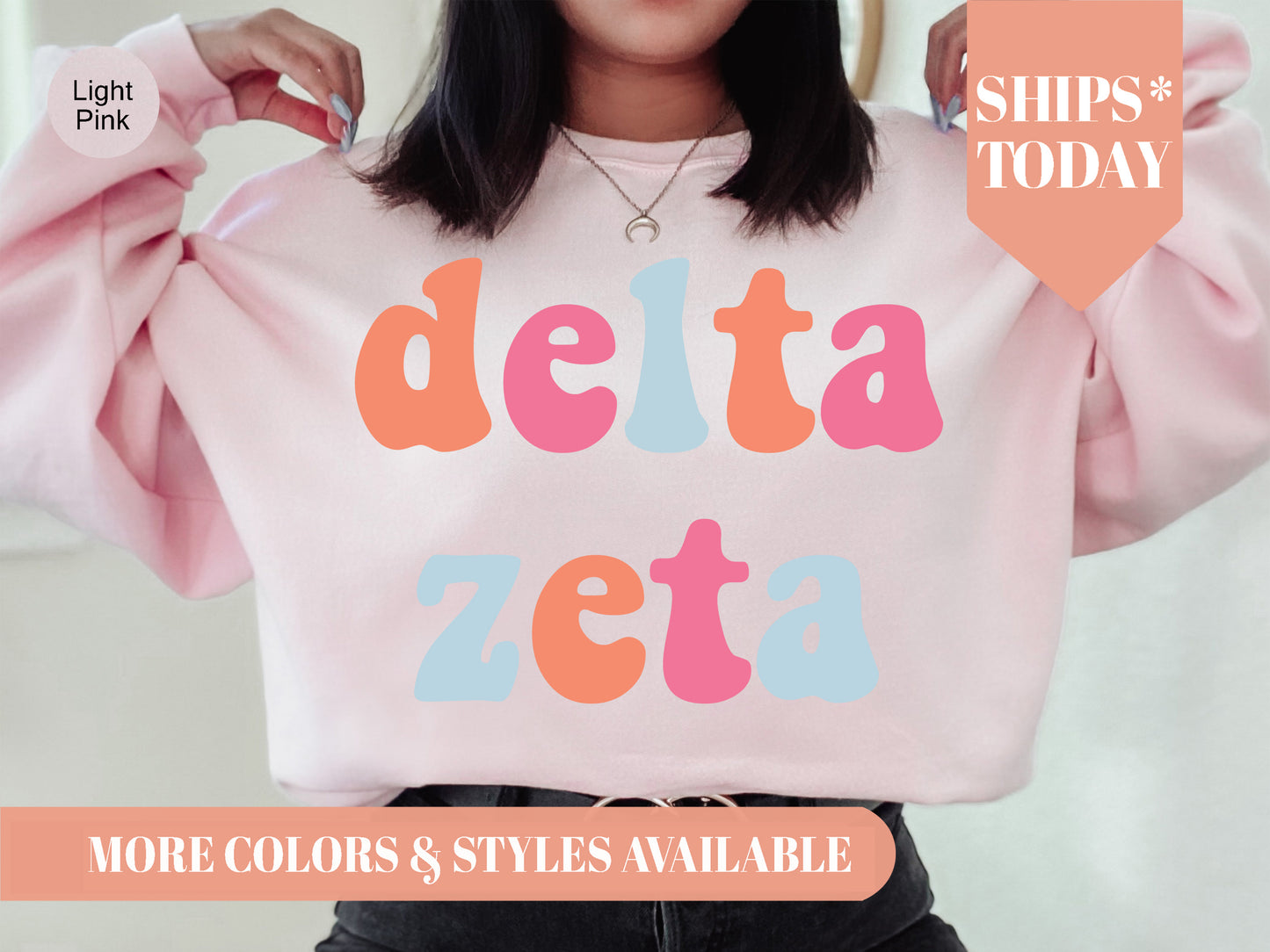 Delta Zeta Vividly Vibrant Sorority Sweatshirt _ 3162g