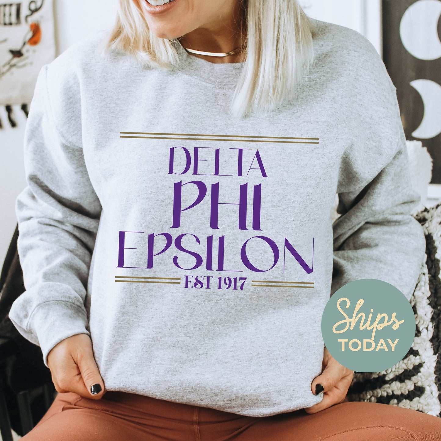 Delta Phi Epsilon Greek Harmony Sorority Sweatshirt _ 34976g