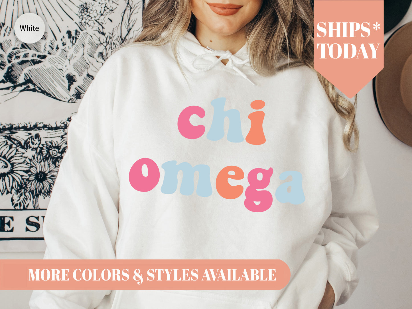 Chi Omega Vividly Vibrant Sorority Hoodie _ 3158g