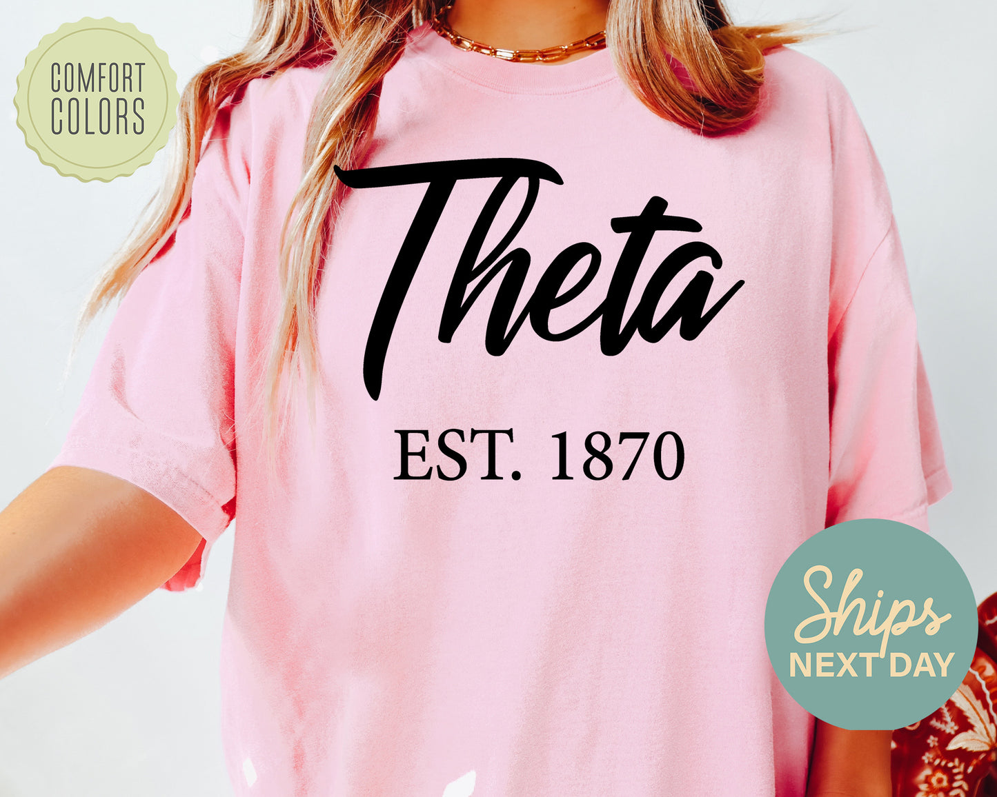 Kappa Alpha Theta Black Flowy Comfort Colors Sorority T-shirt _ 92g