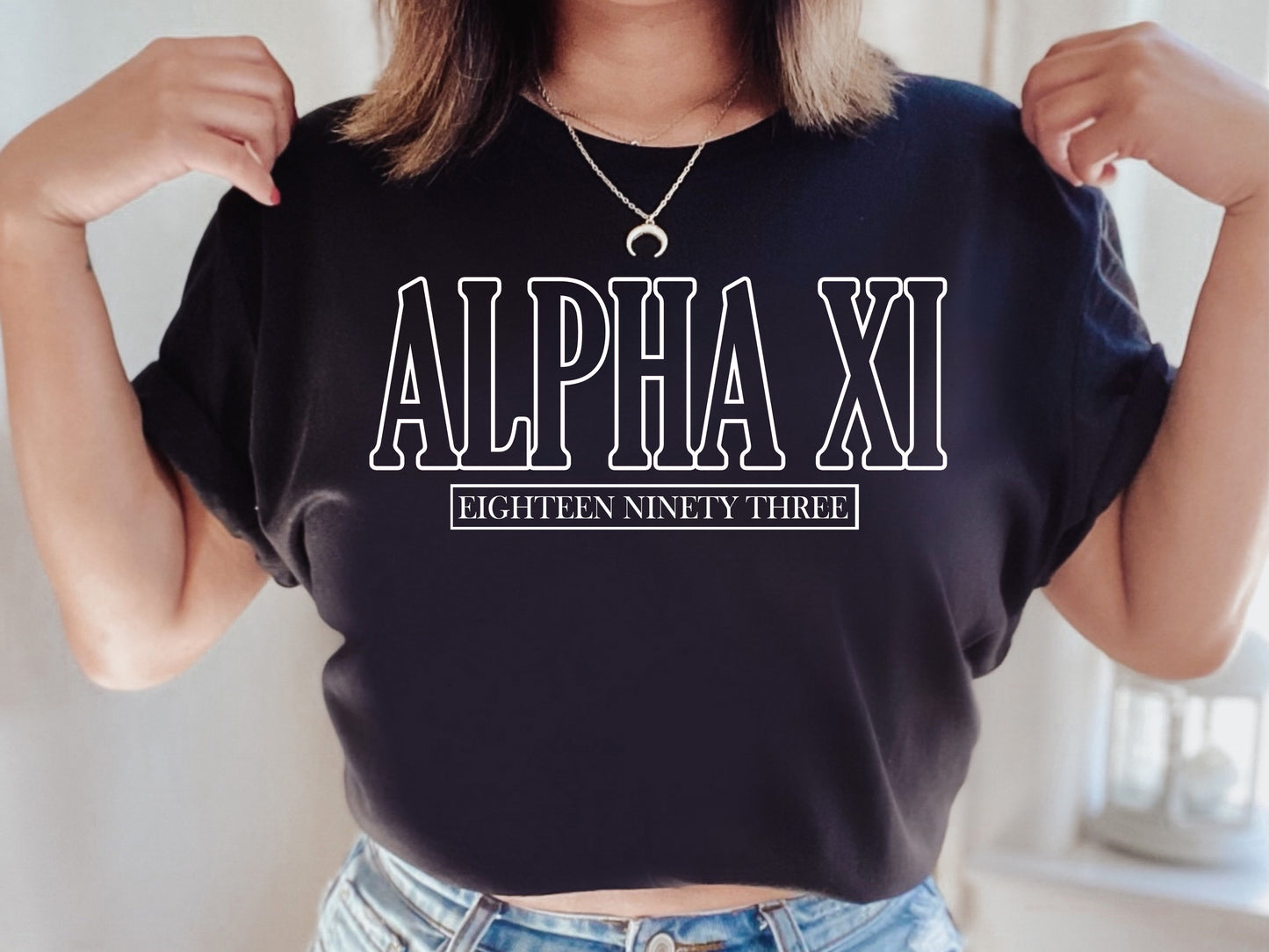 Alpha Xi Delta Stencil Stacked Sorority T-shirt _ 2142g