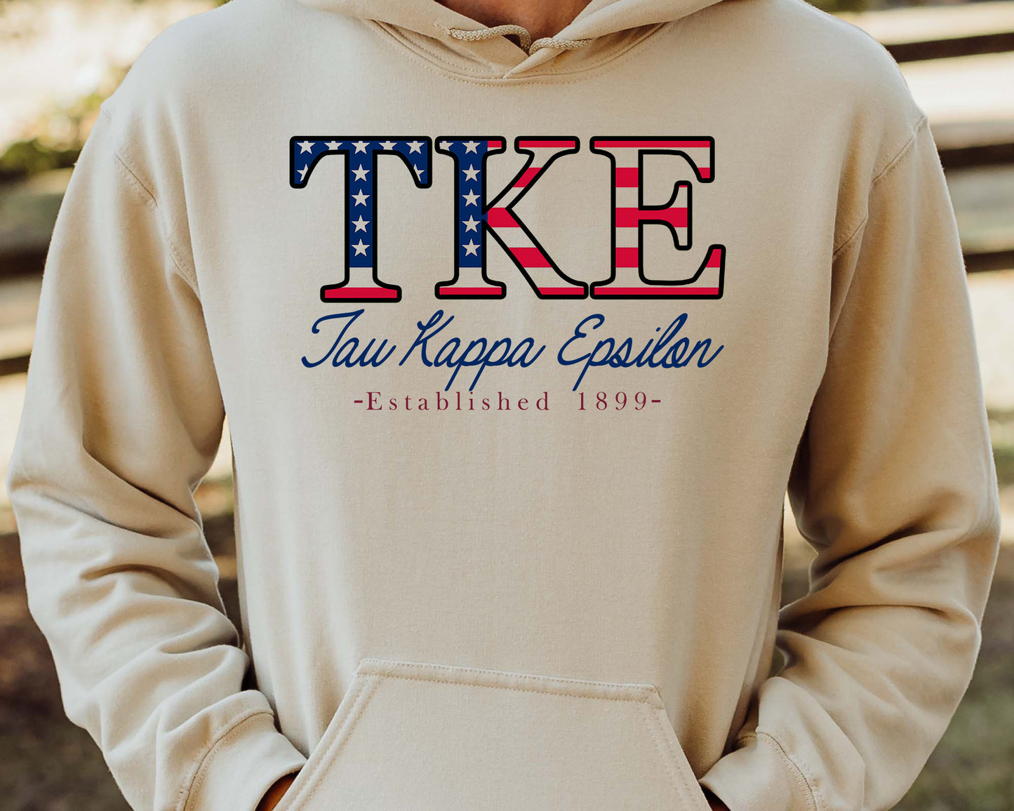 Tau Kappa Epsilon American Flag Letters Fraternity Hoodie _ 1180g