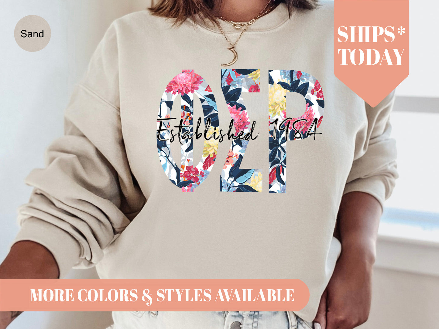 Phi Sigma Rho Floral Block Sorority Sweatshirt _ 3518g