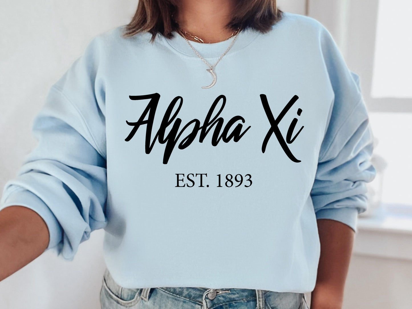 Alpha Xi Delta Black Flowy Sorority Sweatshirt _ 85g