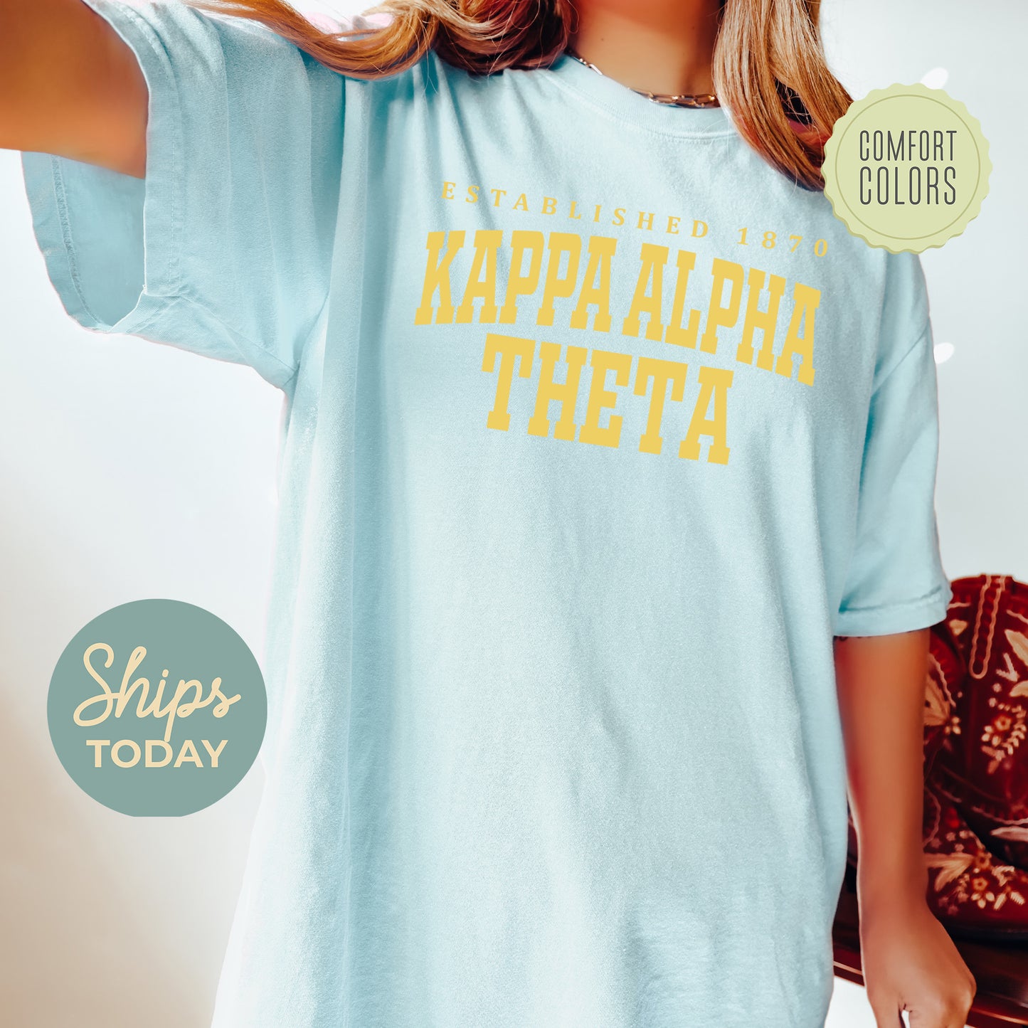 Kappa Alpha Theta Bold Letters Comfort Colors Sorority T-shirt _ 35135g