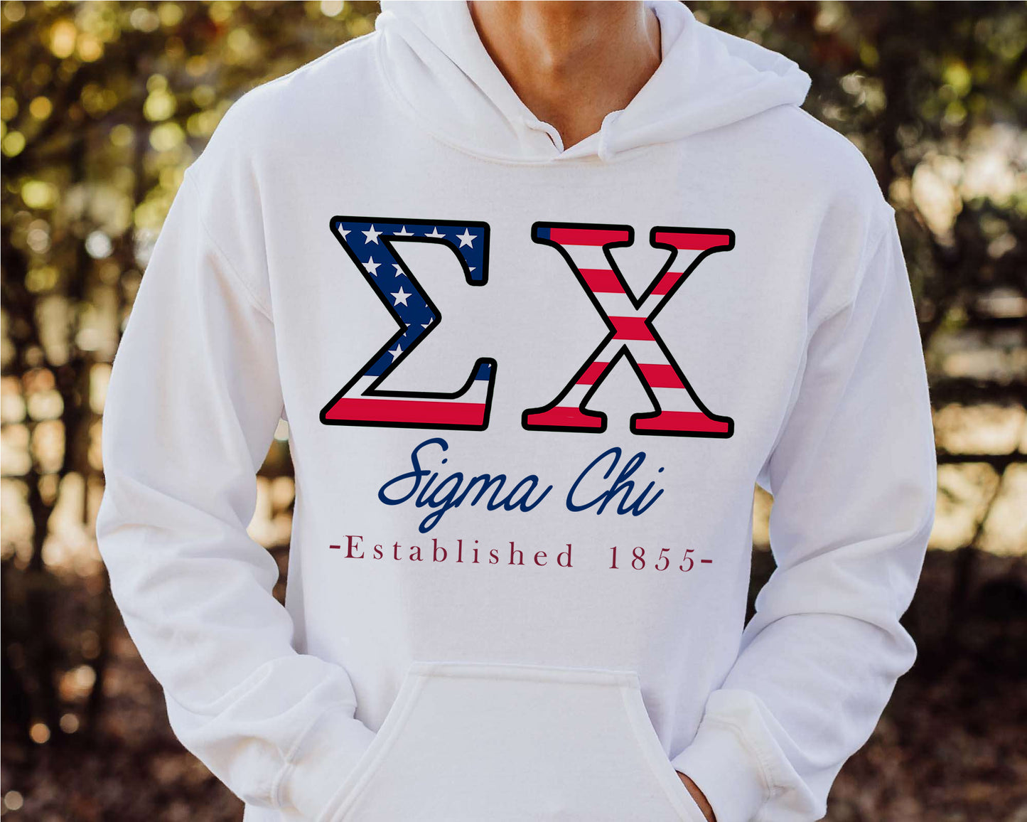 Sigma Chi American Flag Letters Fraternity Hoodie _ 1175g