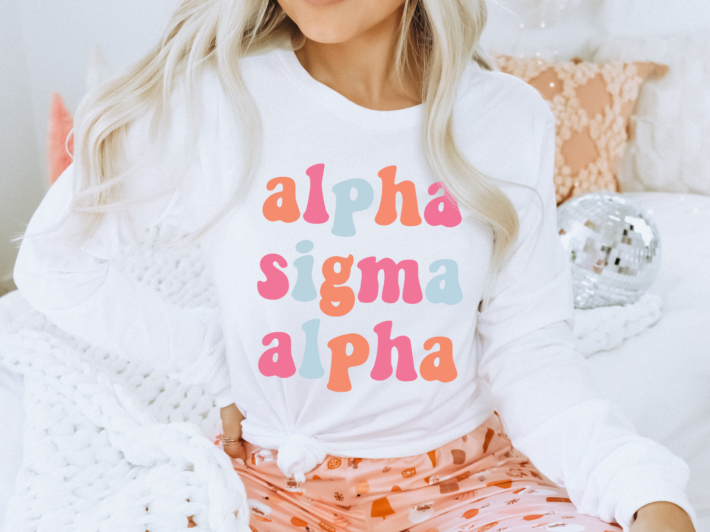 Alpha Sigma Alpha Vividly Vibrant Sorority Long Sleeve T-shirt _ 3155g