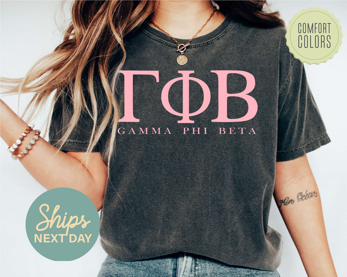Gamma Phi Beta Everything Pink Comfort Colors Sorority T-shirt _ 324g