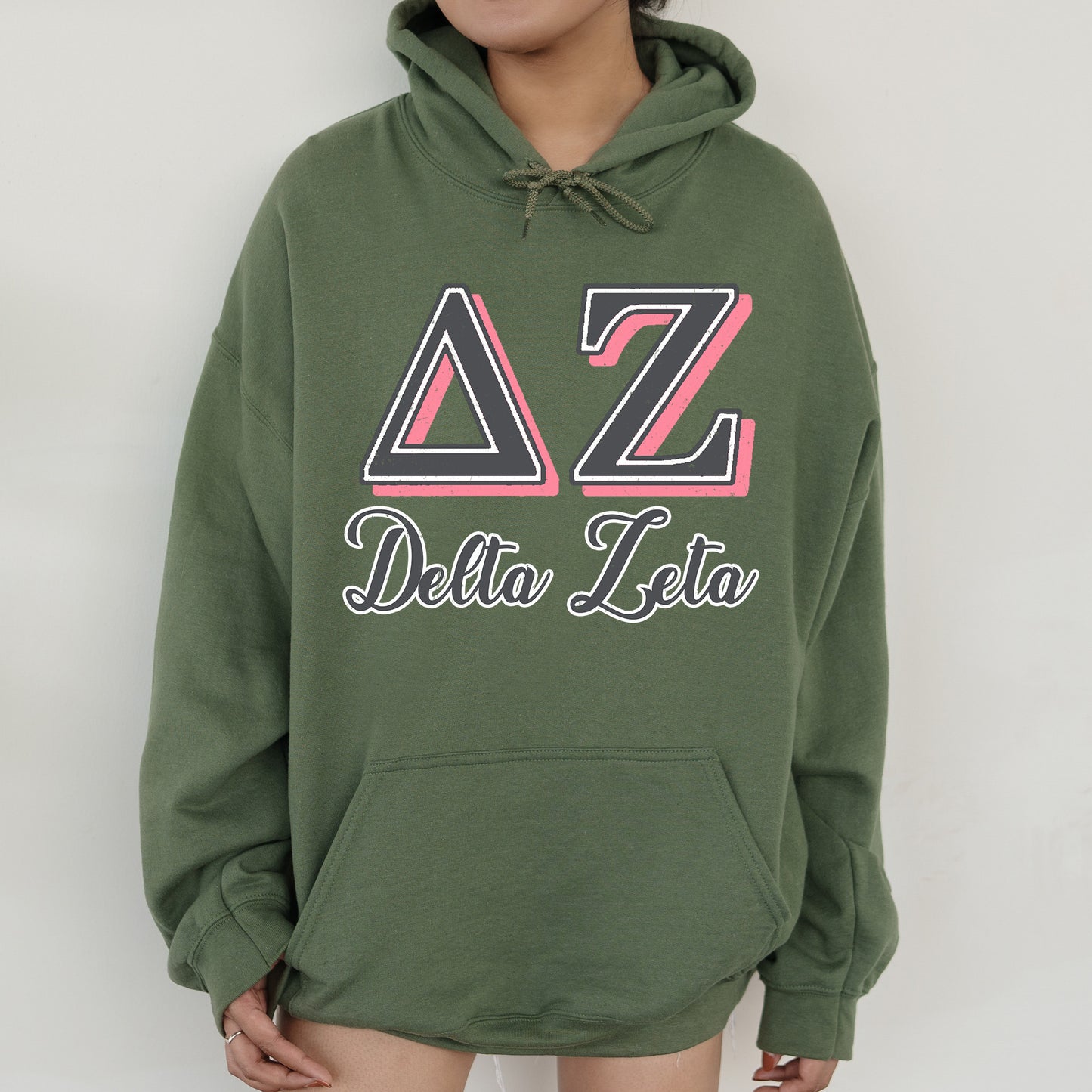 Delta Zeta Greek Colors Sorority Hoodie _ 36082g
