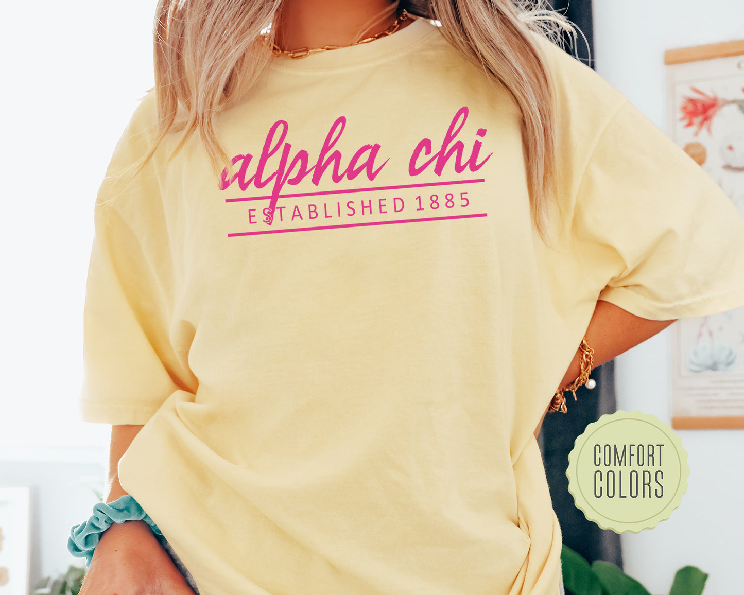 Alpha Chi Omega All Pink Comfort Colors Sorority T-shirt _ 752g