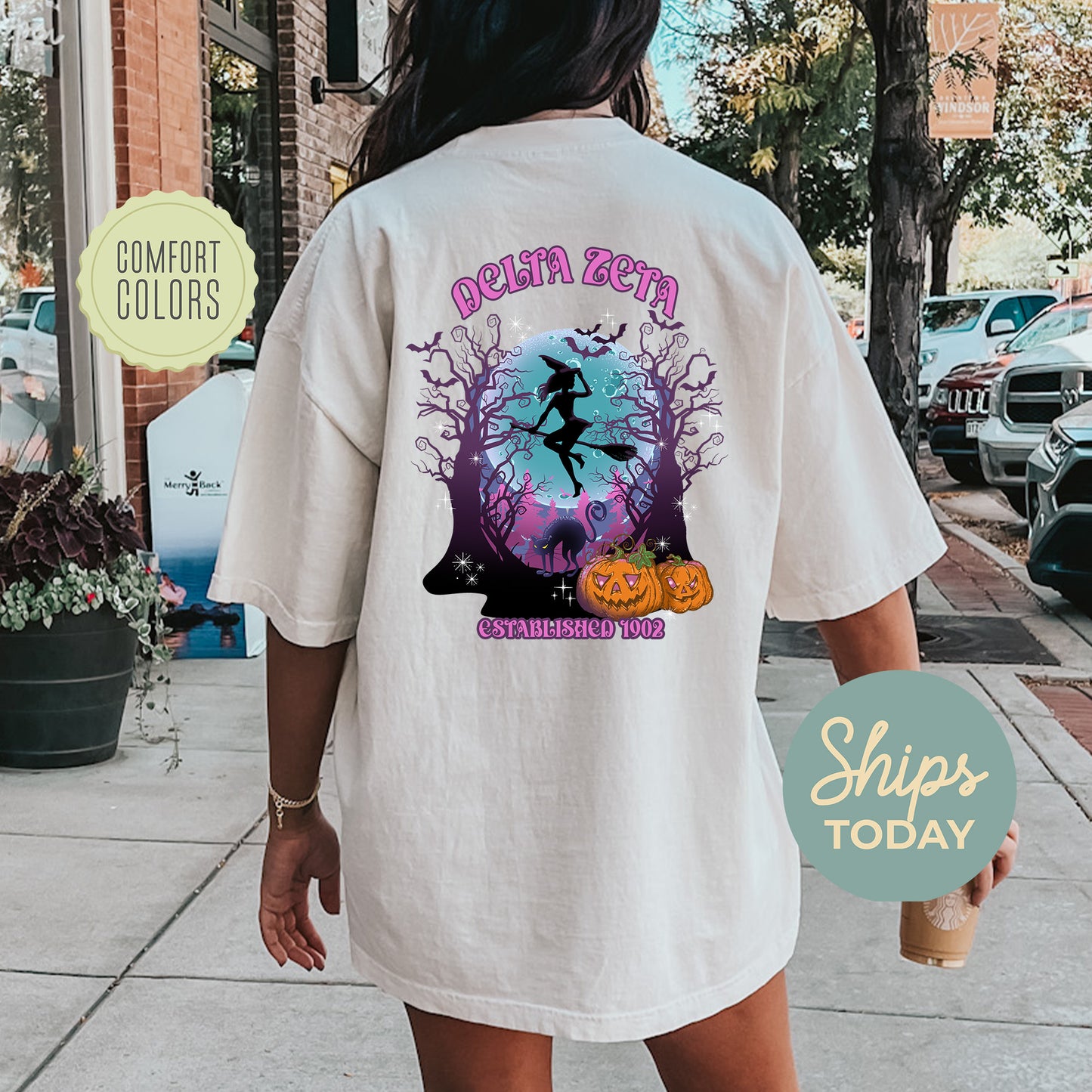 Delta Zeta Halloween Witch Comfort Colors Sorority T-shirt _ 36239g