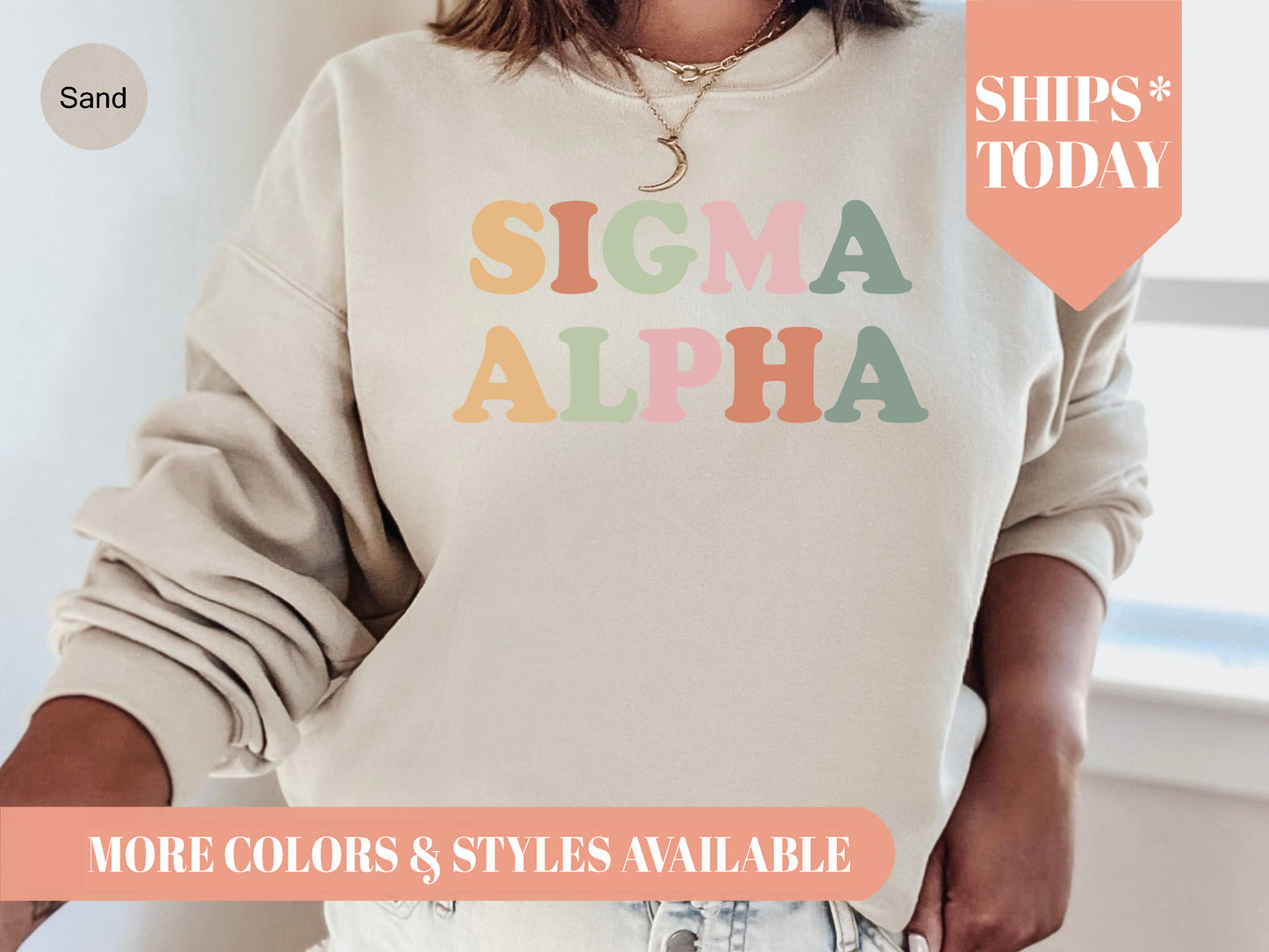 Sigma Alpha Bright and Colorful Sorority Sweatshirt _ 3478g