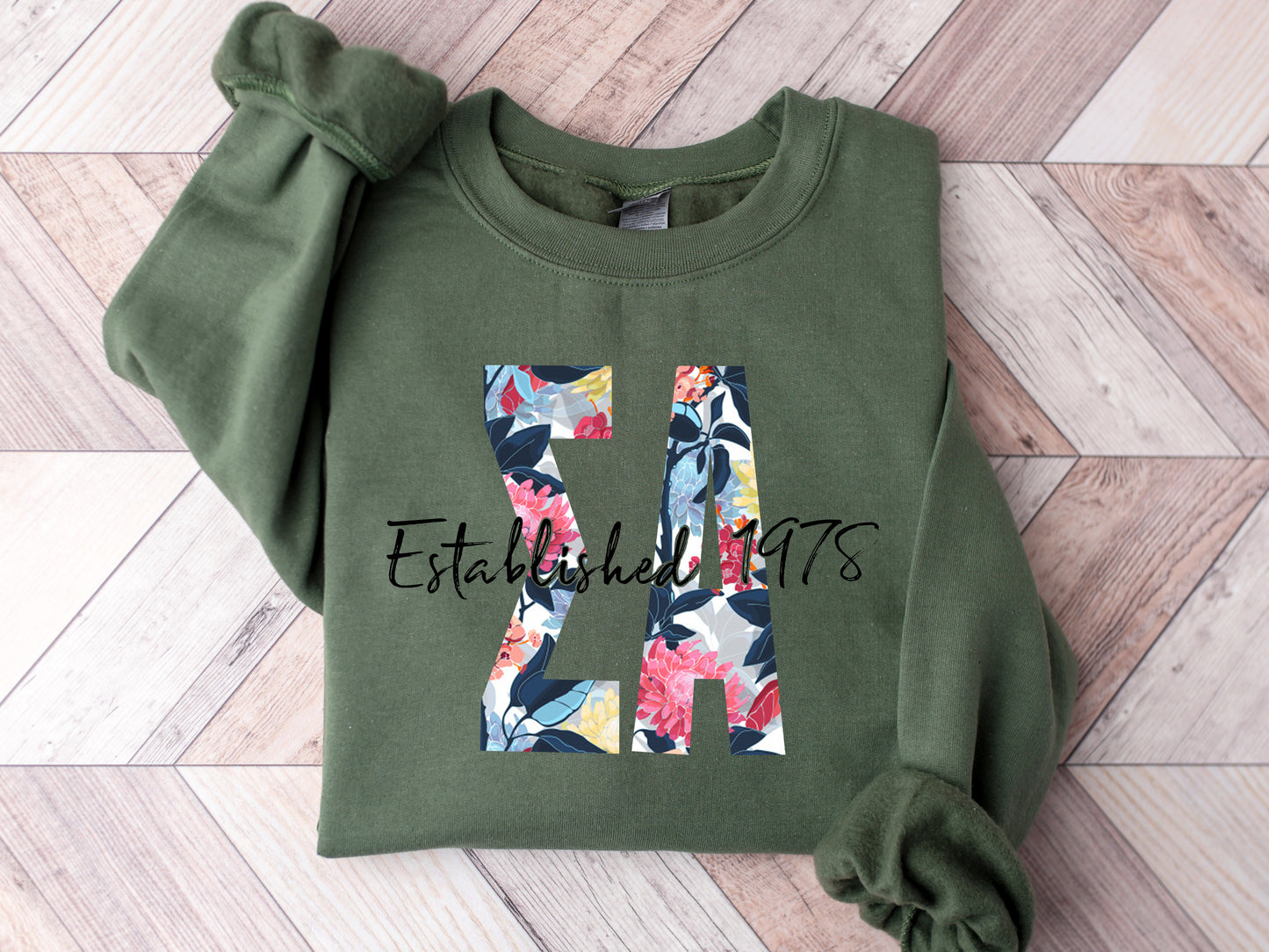Sigma Alpha Floral Block Sorority Sweatshirt _ 3519g