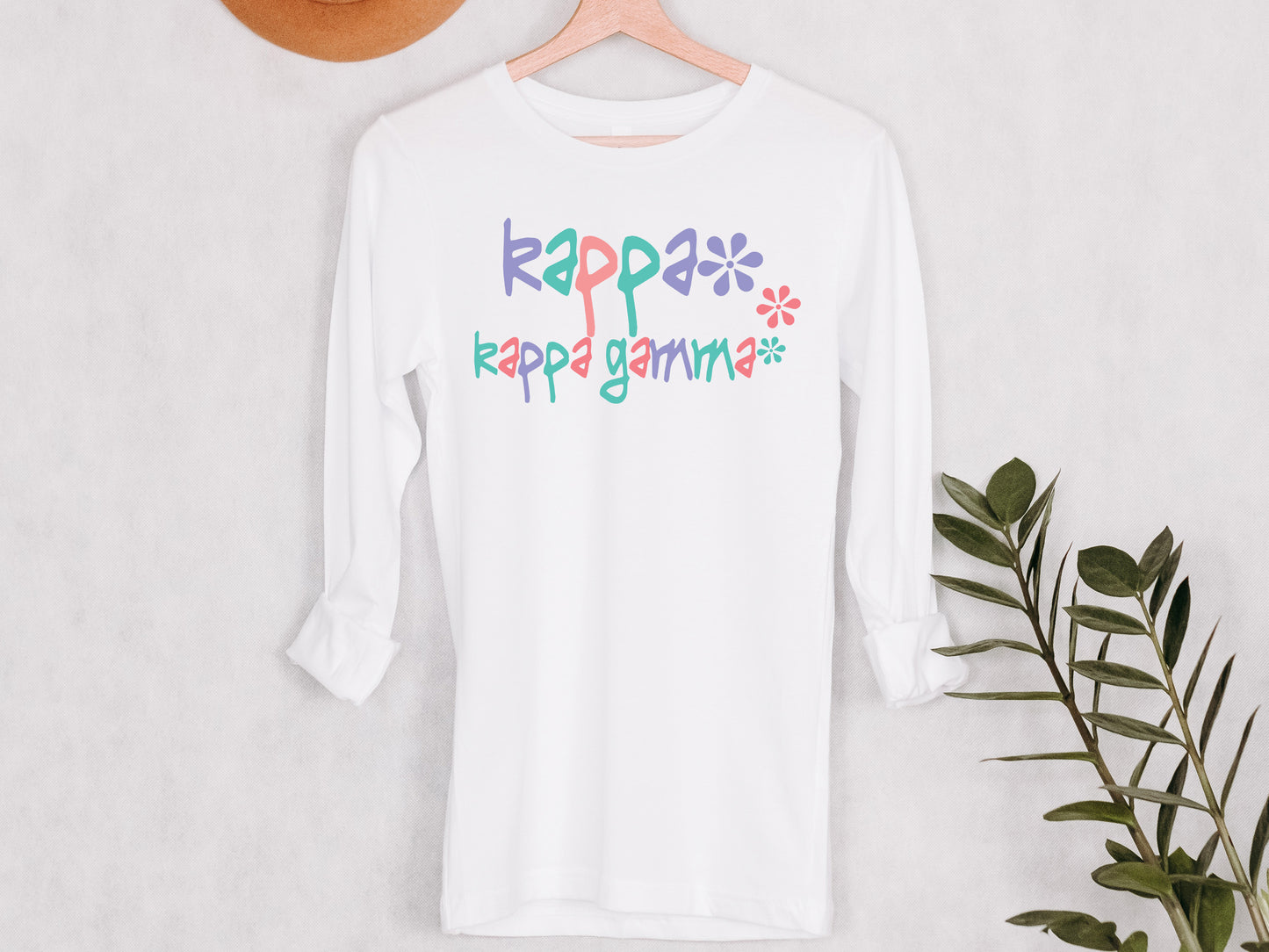 Kappa Kappa Gamma Colorful Floral Sorority Long Sleeve T-shirt _ 2620g
