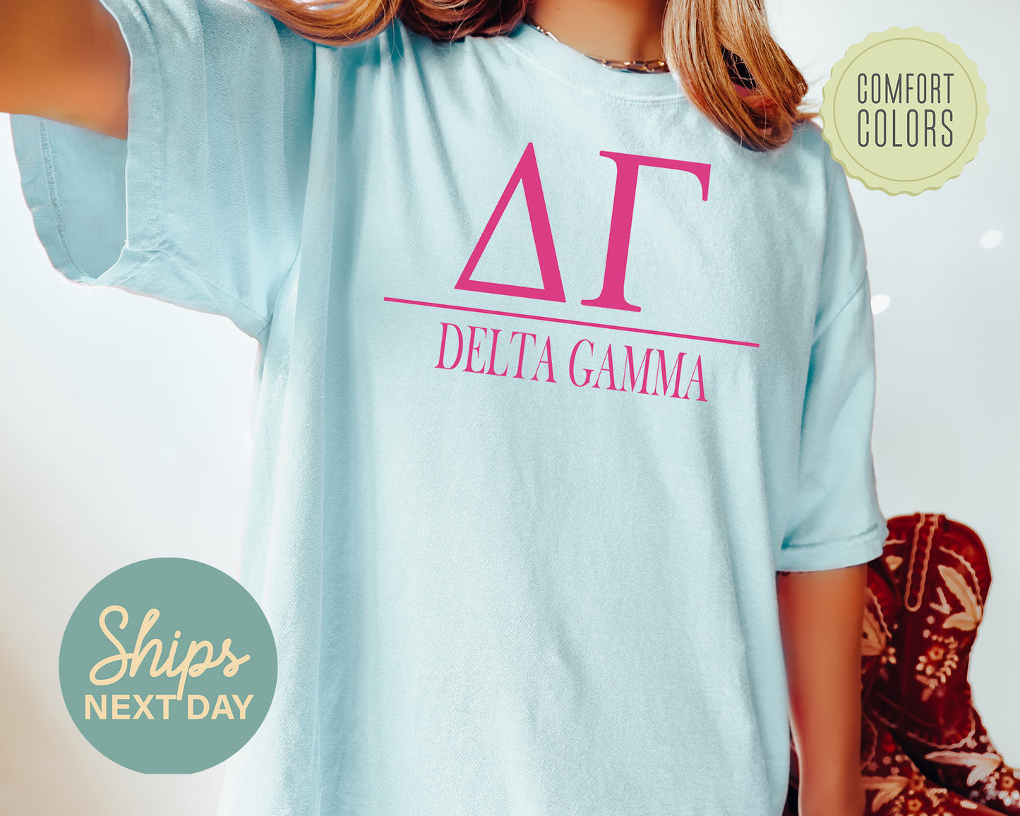 Delta Gamma Loud Letters Comfort Colors Sorority T-shirt _ 477g