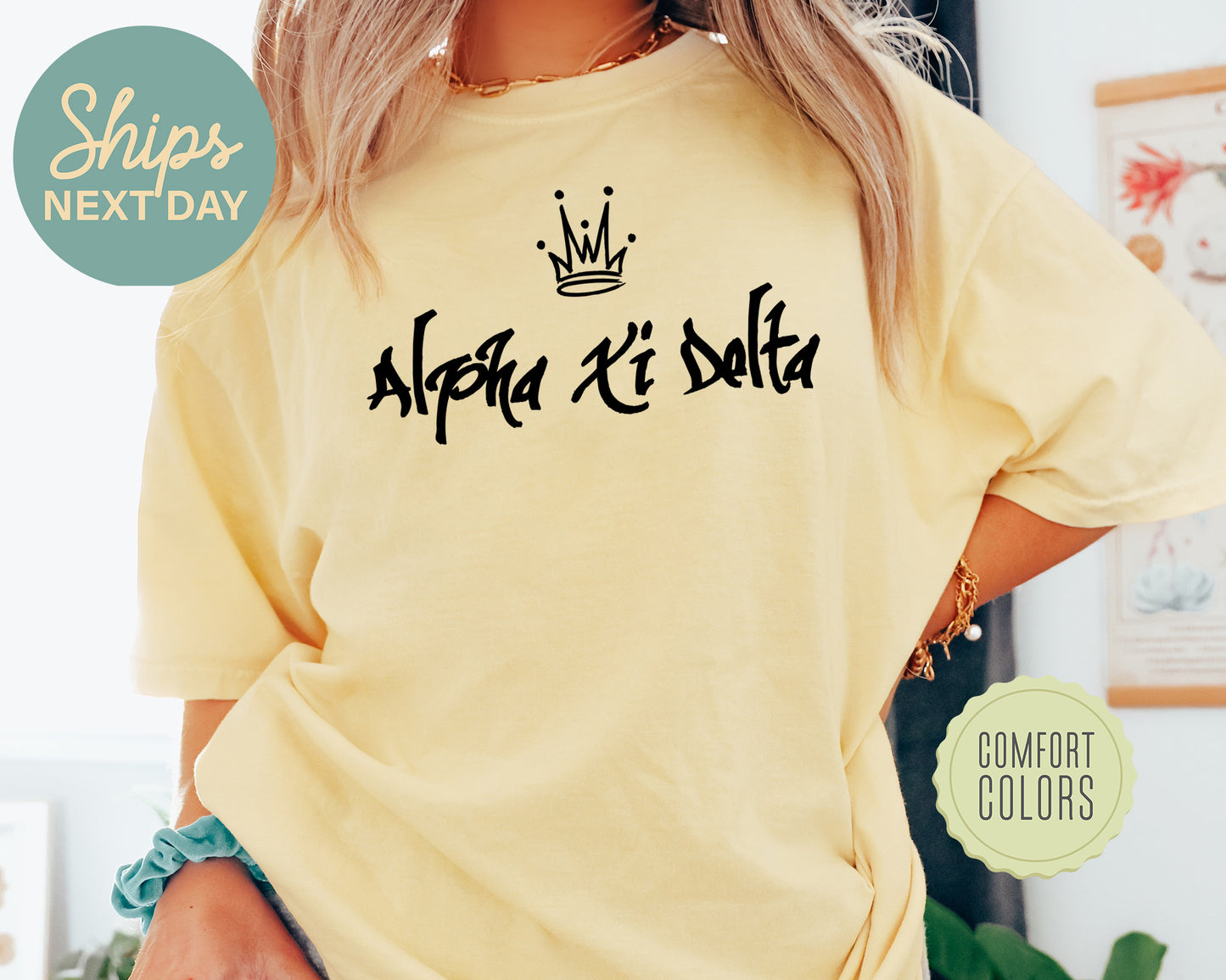 Alpha Xi Delta Queen Comfort Colors Sorority T-shirt _ 2456g