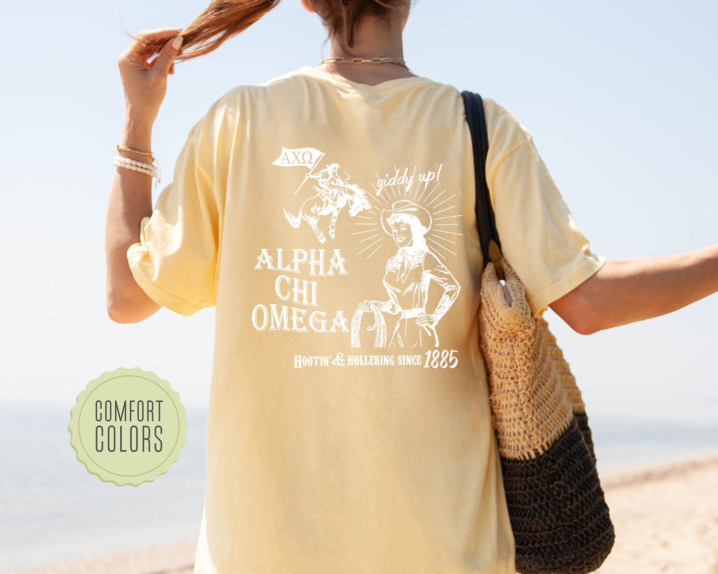 Alpha Chi Omega Howdy Cowgirl Comfort Colors Sorority T-shirt _ 35359g