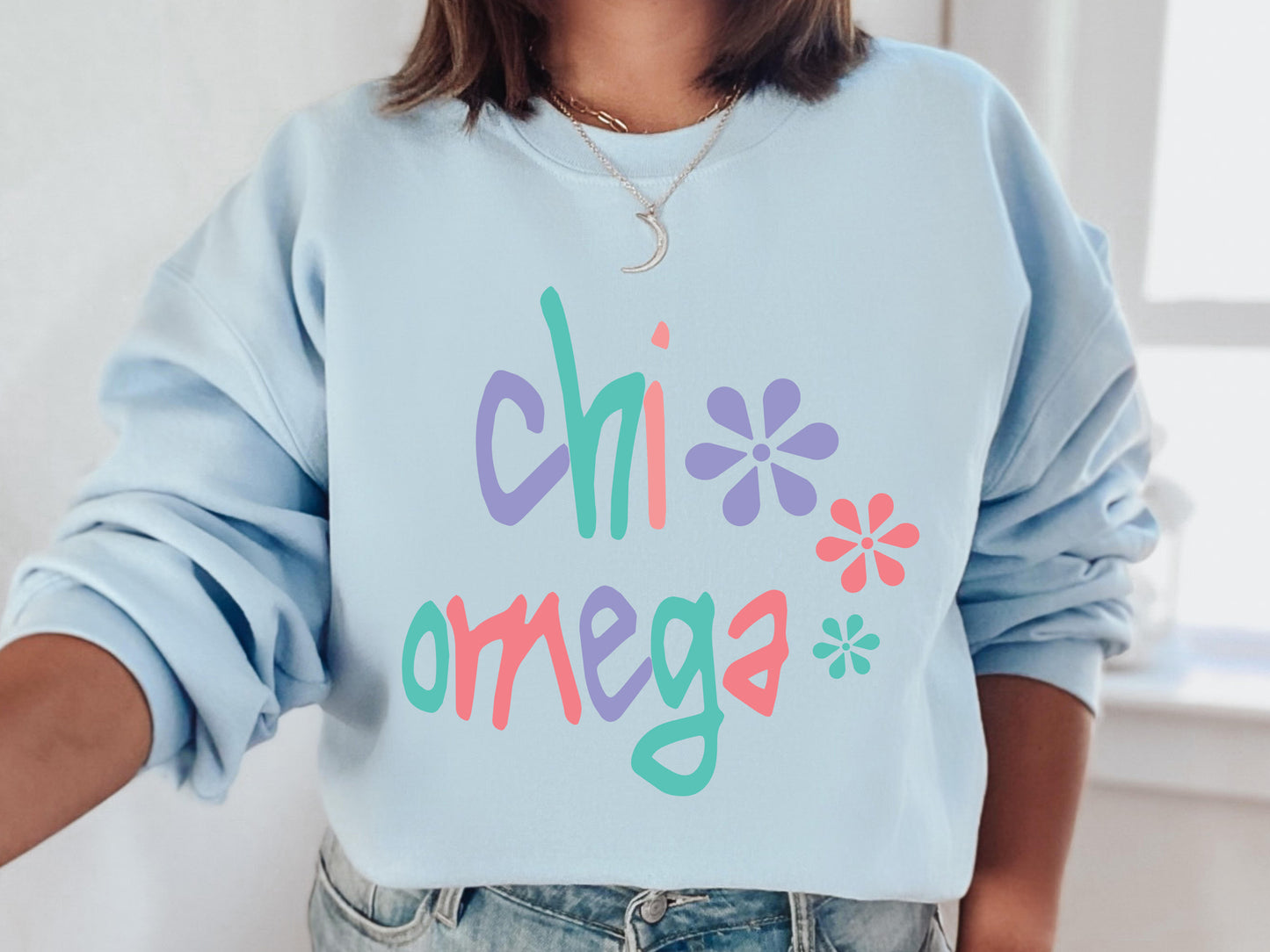 Chi Omega Colorful Floral Sorority Sweatshirt _ 2612g