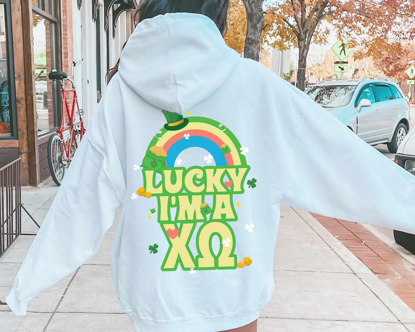 Chi Omega Lucky Rainbow Sorority Hoodie _ 32877g