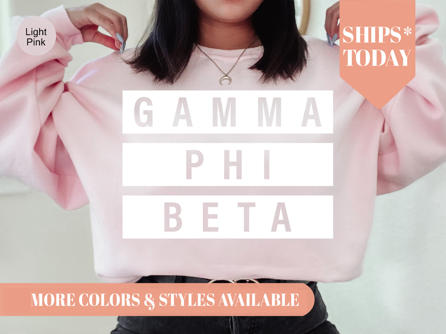 Gamma Phi Beta Faded White Box Sorority Sweatshirt _ 3347g