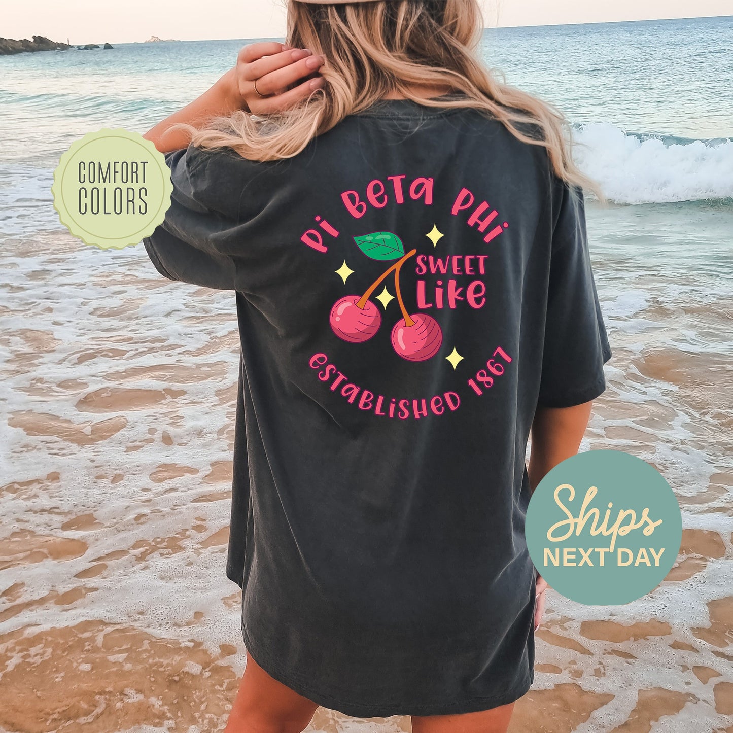 Pi Beta Phi Sweet Like Cherry Comfort Colors Sorority T-shirt _ 32049g