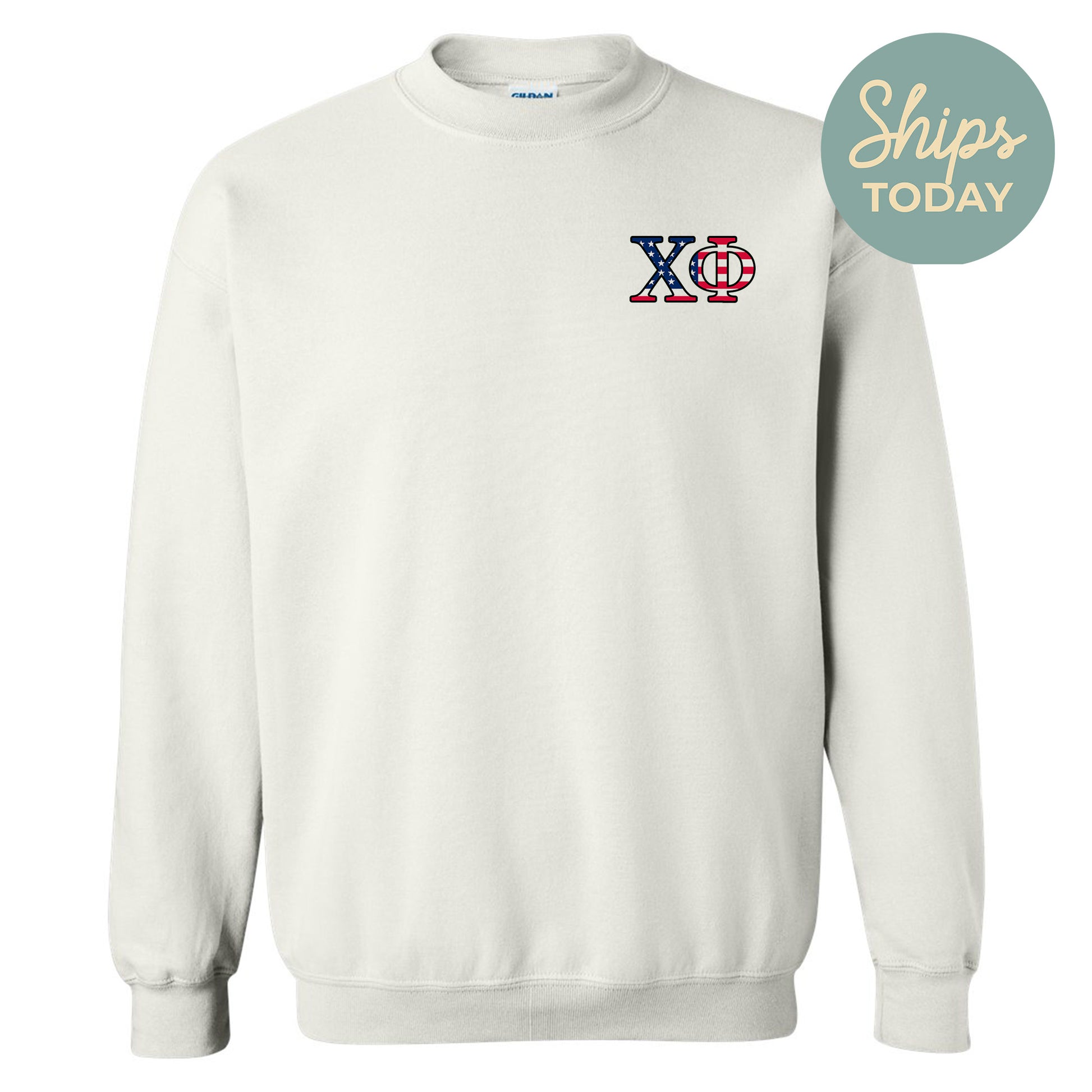 a white sweatshirt with the xo logo on it