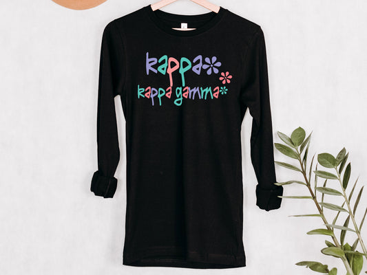 Kappa Kappa Gamma Colorful Floral Sorority Long Sleeve T-shirt _ 2620g