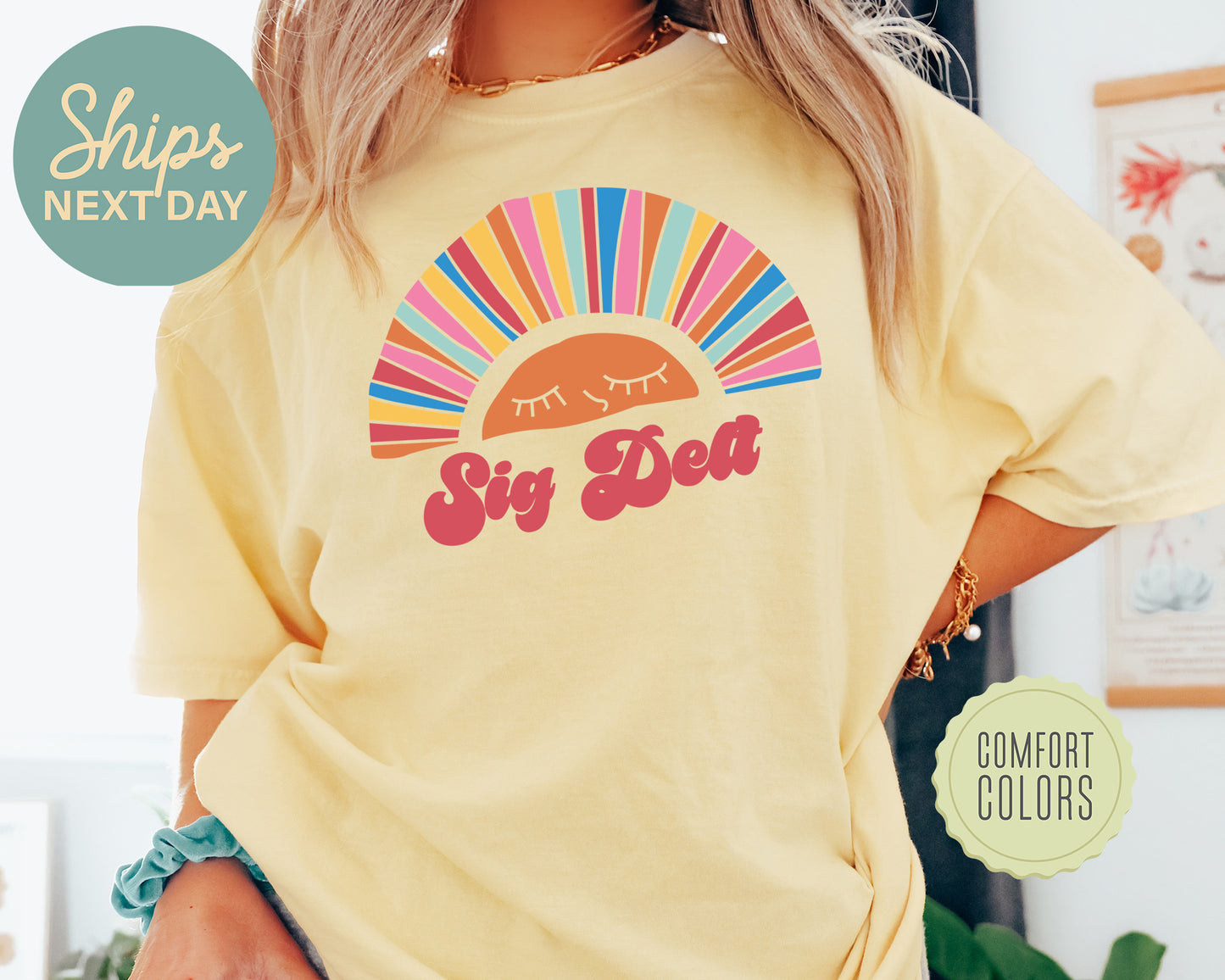 Sigma Delta Tau Sunshine Comfort Colors Sorority T-shirt _ 3328g