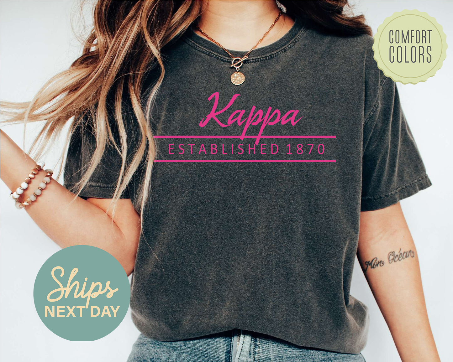 Kappa Kappa Gamma All Pink Comfort Colors Sorority T-shirt _ 769g