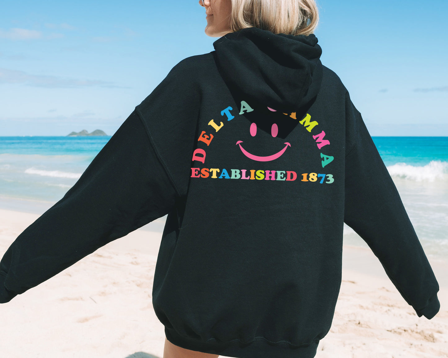 Delta Gamma Gleaming Smiley Face Sorority Hoodie _ 33061g