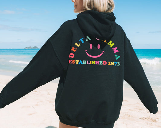 Delta Gamma Gleaming Smiley Face Sorority Hoodie _ 33061g