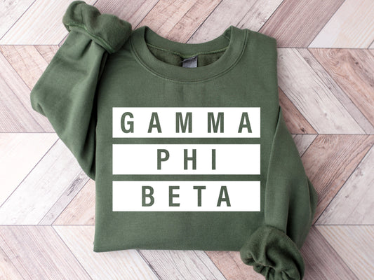 Gamma Phi Beta Faded White Box Sorority Sweatshirt _ 3347g