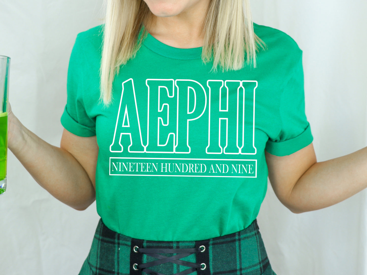 Alpha Epsilon Phi Stencil Stacked Sorority T-shirt _ 2136g