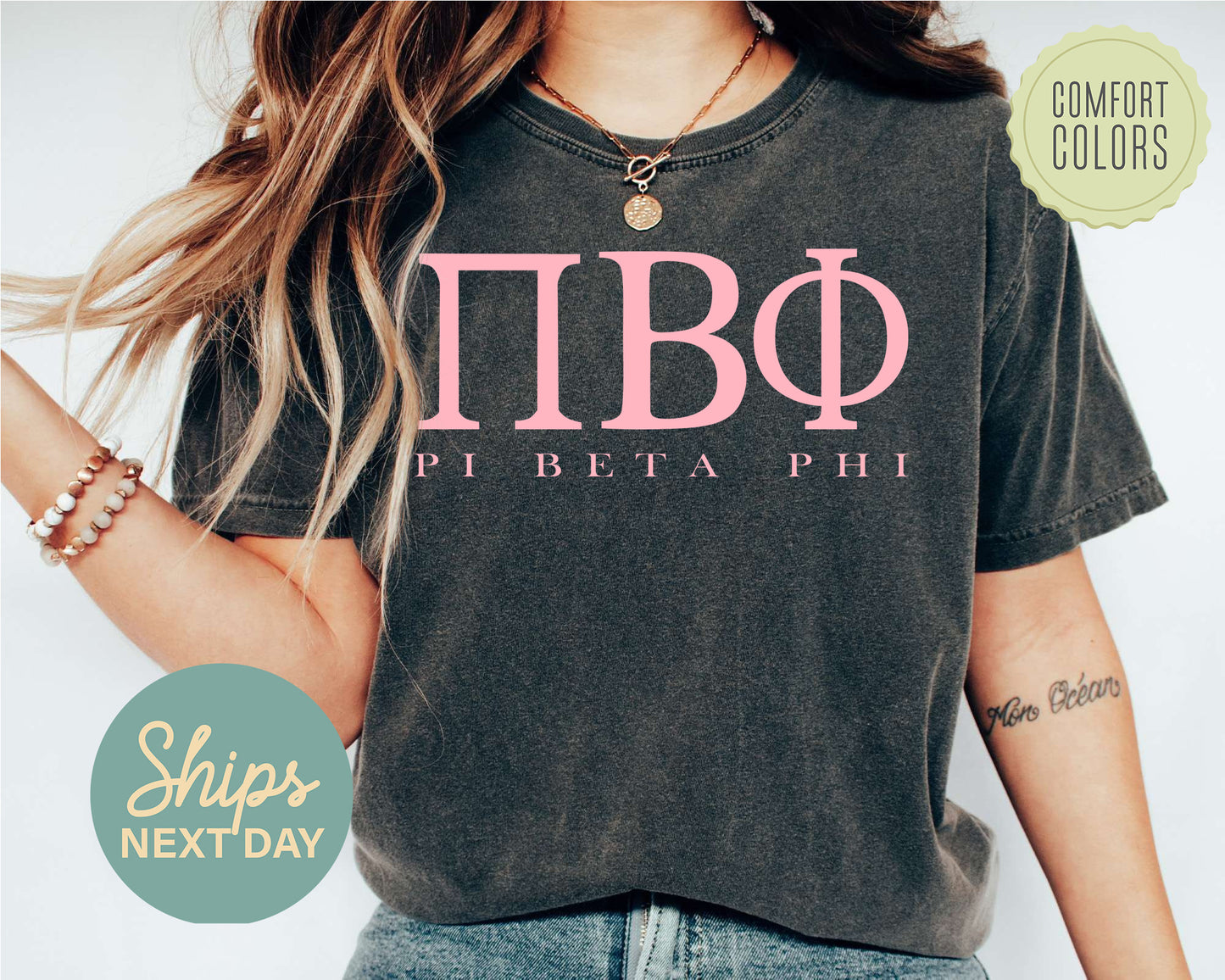 Pi Beta Phi Everything Pink Comfort Colors Sorority T-shirt _ 330g