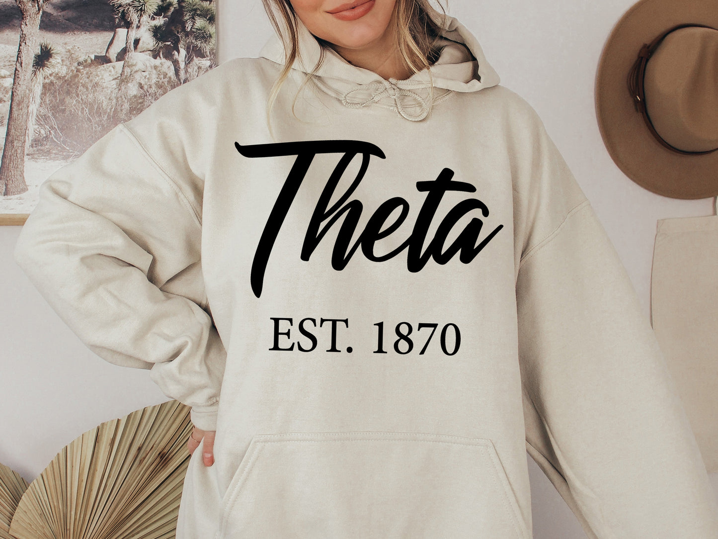 Kappa Alpha Theta Black Flowy Sorority Hoodie _ 92g